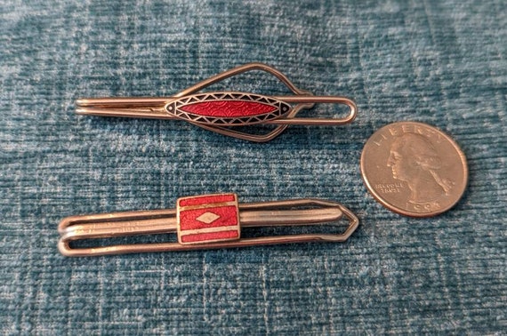 Vintage Red and Black Tie Bar Set (2) - image 9