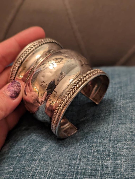 Stunning Antique Sterling Silver Cuff Bracelet