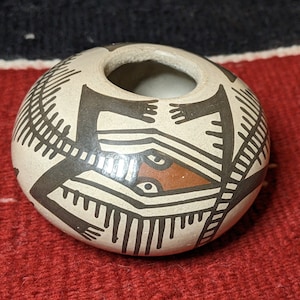 Miniature Hand-Made Casas Grandes / Mata Ortiz Pueblo Bowl by Eusifio Sandoval