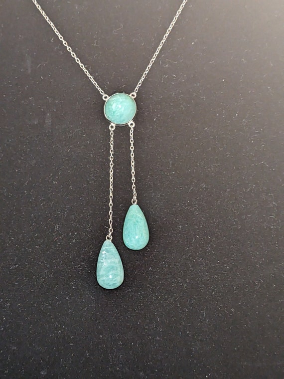 Delicate Sterling silver and Amazonite Lavalier Ne