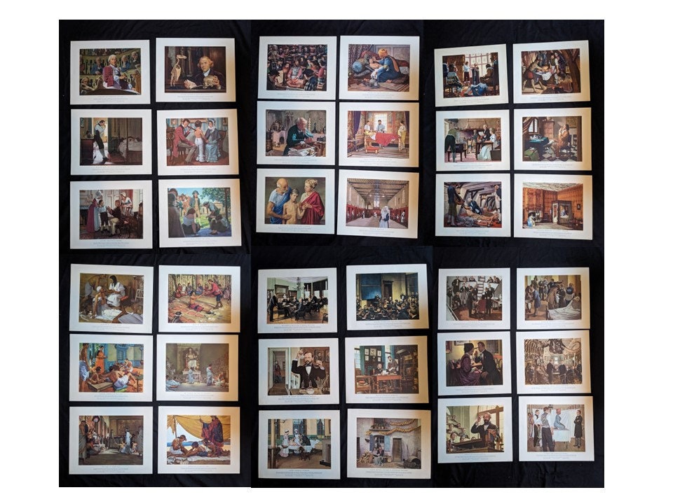 Set of 36 Vintage Lithographs complete Set, Series 16 Series From a