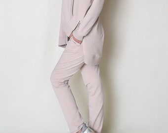 Light Beige Women Sweatpants, Extra Soft, 97% Cotton