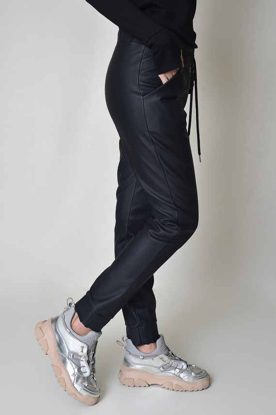 Black Women Trousers With Side Pockets Comfy Thick Eco Leader Fits Elegantly XS XL