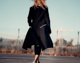 Sudadera extravagante/Sudadera asimétrica/Sudadera negra/Jersey negro/Jersey negro/Jersey negro/Jersey negro/Top mujer/Top negro