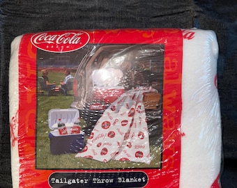 Vintage Coca-Cola Tailgater Throw Blanket NOS Sealed Fleece Coke Picnic Stadium Blanket 45x60