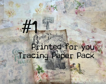 Kit #1 Printed for you tracing paper pack - for your junk journals, supplies for crafting, Design tracing paper