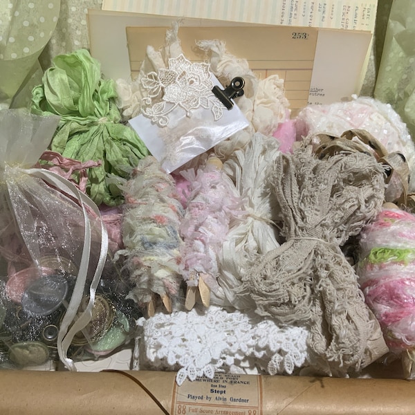 Anne's favorite box - Junk journal supplies for pink and shabby chic style lovers.  Perfect crafter gift!  Odulcina