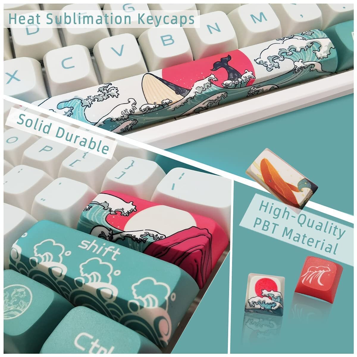 Coral Sea Theme Gmk XDA Profile Keycap Set, Deep Sea Creatures Whales