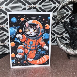 Carte d’anniversaire chat cosmonaute