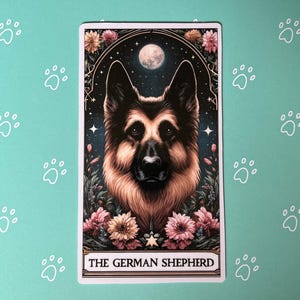 Magnet chien carte de tarot the german shepherd