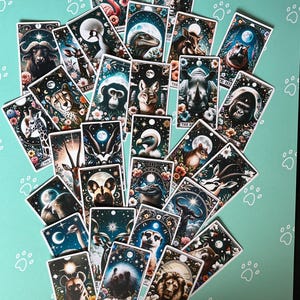 30 stickers carte de tarot animaux