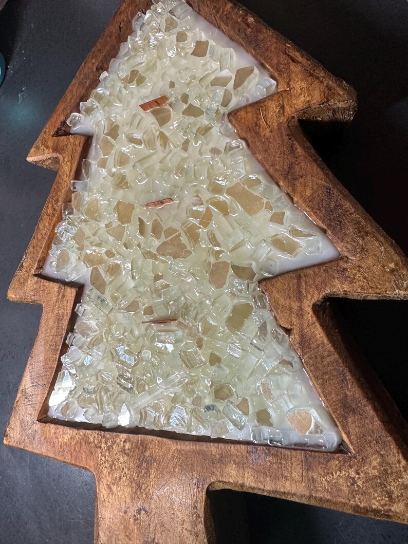 Christmas Tree Candle Scented Candle Christmas Candle Wooden Bowl