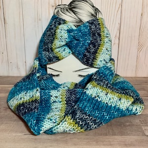 Women’s Twisted Headband and Infinity Scarf | Women’s Scarf | Scarf Set | Christmas Gift | Knitted Scarf | Knitted head wrap |