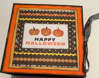 Handcrafted Halloween Mini Scrapbook Album, Halloween Photo Album, Black and Orange Scrapbook with Halloween Theme