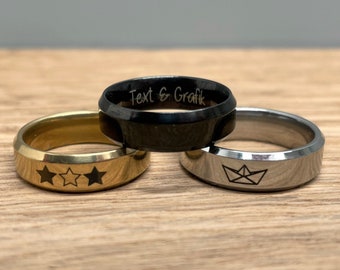 Anillo estrecho de 6 mm | Acero inoxidable | Grabado personalizado | Joyería para mujer y hombre | Unisex | Regalo de San Valentín | Regalo de cumpleaños | Anillo para pareja