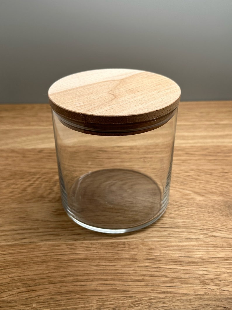 storage jar empty 4 sizes Wooden lid personalized engraving snack glass Sweets Cookies Gift Birthday image 3