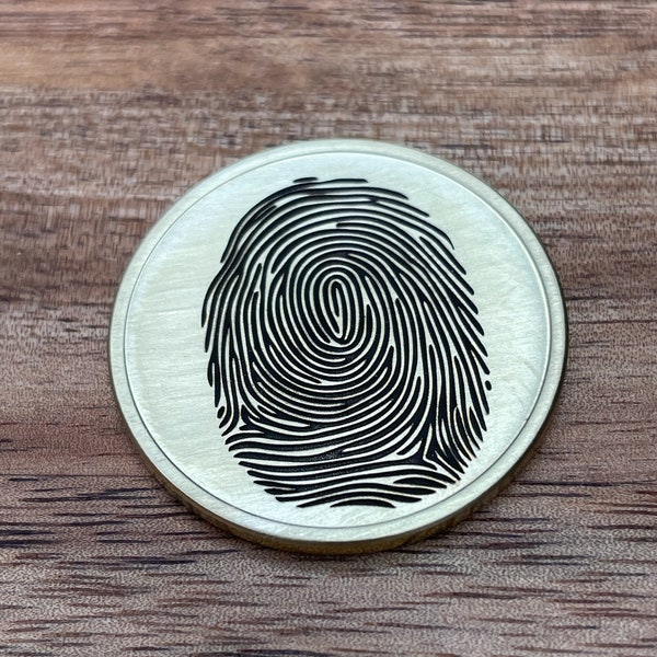 Münze FINGERPRINT | Messing | personalisierte Gravur | eigener Fingerabdruck | persönliches Geschenk | EDC