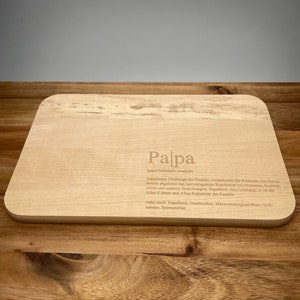 Breakfast board PAPA | wooden board | Acacia beech | personalized engraving | best dad