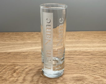 Shotglas SHOTS gepersonaliseerde naamgravure aangepaste grafische tequilaglas wodka