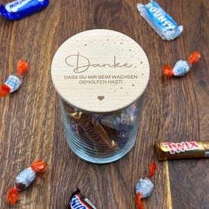 Voorraadpot Bedankt voor wie je bent | leeg | 3 maten | houten deksel | gepersonaliseerde gravure | snoeppot | snoepjes | koekjes | cadeau | verjaardag