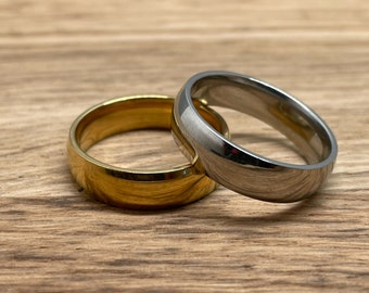 eleganter Ring 6mm | Edelstahl | personalisierte Gravur | Schmuck Frau und Mann | unisex | Geschenk Valentinstag Geburtstag | Partnerring