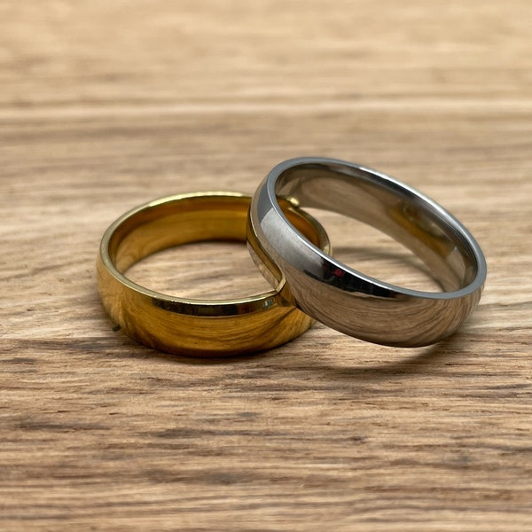 eleganter Ring 6mm | Edelstahl | personalisierte Gravur | Schmuck Frau und Mann | unisex | Geschenk Valentinstag Geburtstag | Partnerring
