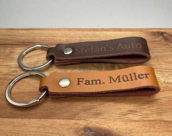 personalized keychain | PU leather | loop | Keyring | engraving on both sides | 2 colors