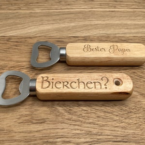 Bottle opener | Wooden handle | personalized engraving | Name text graphic | Gift Father&#39;s Day Birthday Farewell | JGA | Cap lifter