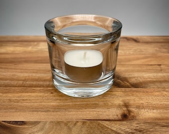 Windlicht Glas rund personalisierte Gravur Name Teelichtglas Kerzenglas Schwimmkerze Laterne Weihnachten