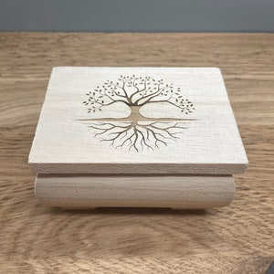 Cassapanca in legno albero della vita | vuoto | Coperchio incernierato | incisione personalizzata | Scrigno del tesoro | portagioie | bara