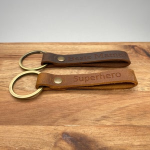 Keychain | genuine leather | loop | Keyring | personalized engraving | 2 colors