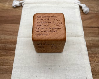 Prayer cube small cube wood engraving short prayers bedtime ritual gift baptism