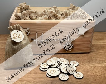 Advent calendar | fill yourself | personalized with name | Name box | Wooden box | 24 bags