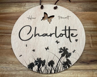 personalized wooden door sign | Leather strap for hanging | Name | Decoration | Children Youth Room | front door | Gift | Family