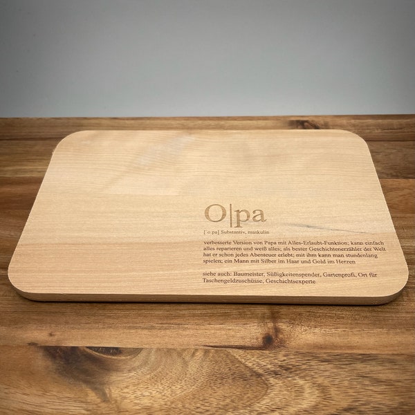 Tabla de desayuno OPA | tabla de madera | Haya de acacia | grabado personalizado | mejor abuelo