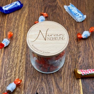 Storage jar | empty | 3 sizes | wooden lid | personalized engraving | snack jar | sweets | cookies | gift | birthday