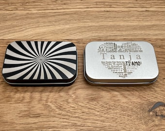 rectangular tin can | personalized engraving | Hinged lid | candy jar | pill box | Plaster box | Jewelry box