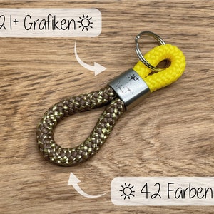 Sleutelhanger zeiltouw | TWEEKLEUR | lus | gepersonaliseerde gravure | Mannen | Vrouwen | huissleutel | Autosleutels
