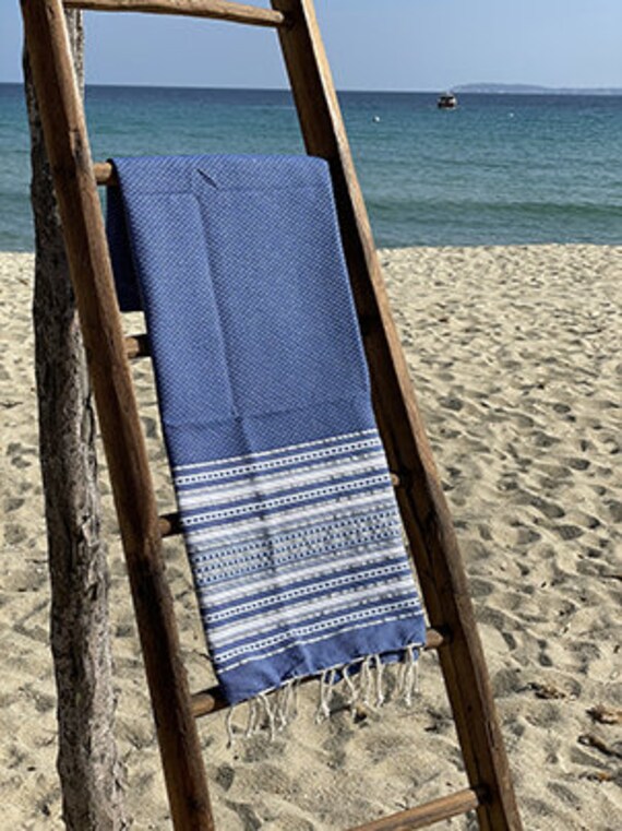 Fouta Tunisienne 100% Coton - Foula Bleu Roi Serviette de Plage Bain 1M X 2M