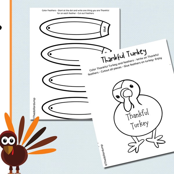 Thankful Turkey Activity | Cut and Paste | Thanksgiving Craft | Activity | Gratitude | Thanksgiving | Toddler Activity | Build a Turkey