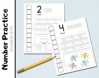 Zahlenüben 0-10 | Zählen von 0-10 | Nummer der Arbeitsblätter | Pause | Mathe | Zahlen schreiben | Graf | Spur | Vorschule | Kindergarten