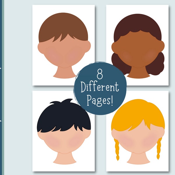 Blank Face | No Cut Busy Book | Playdough Mats | Printable Download | Preschool | Kindergarten | Toddlers | Emotions | Multicultural |