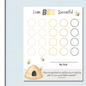 Goal Reward Chart | Kids Goal Chart |  Printable Reading Chart | Bee Chart | Kids Motivation Chart| Responsibility | Chore Tracker |