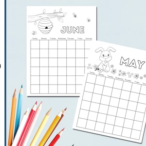 Coloring Calendar | Perpetual Calendar | Calendar for Kids | Printable coloring calendar | Homeschool | Planner | Calendar for children