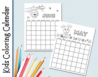 Coloring Calendar | Perpetual Calendar | Calendar for Kids | Printable coloring calendar | Homeschool | Planner | Calendar for children