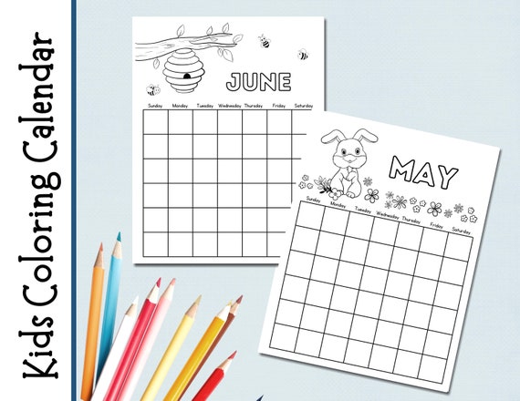 Coloring Calendar Perpetual Calendar Calendar for Kids - Etsy