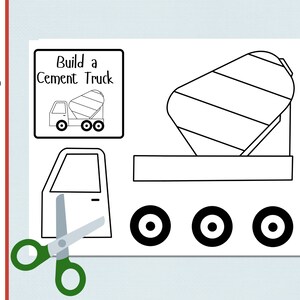 Build a Cememt Truck | Digital Printable | Coloring Activity | Cut and ...