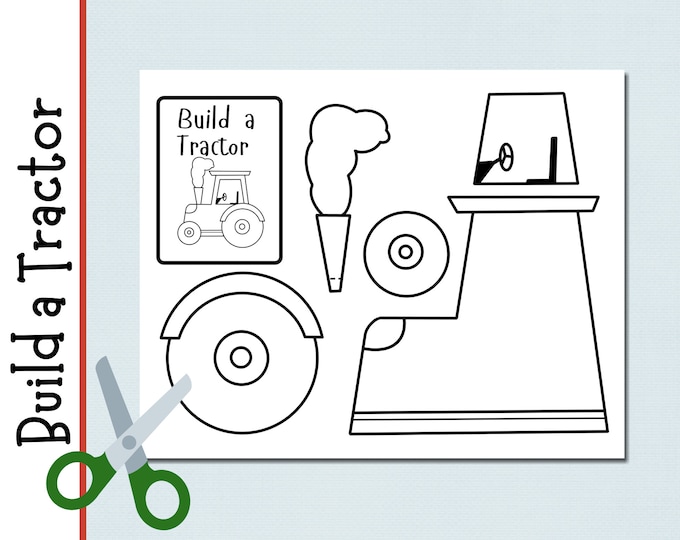 Tractor Cut & Paste Craft Printable, Spring Farmyard Vehicle Color and ...