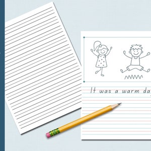 Pagine vuote per la scrittura a mano / Carta a righe / Carta per esercitarsi / Scrittura stampabile / Fogli / Scuola domiciliare / Scuola dell'infanzia / Asilo / Storia
