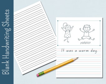 Blank Handwriting Pages | Lined Paper | Practice Writing Paper | Printable Writing | Sheets | Homeschool | Preschool | Kindergarten | Story